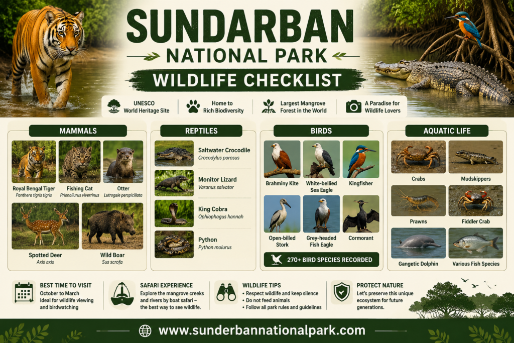 Sundarban National Park Wildlife Checklist